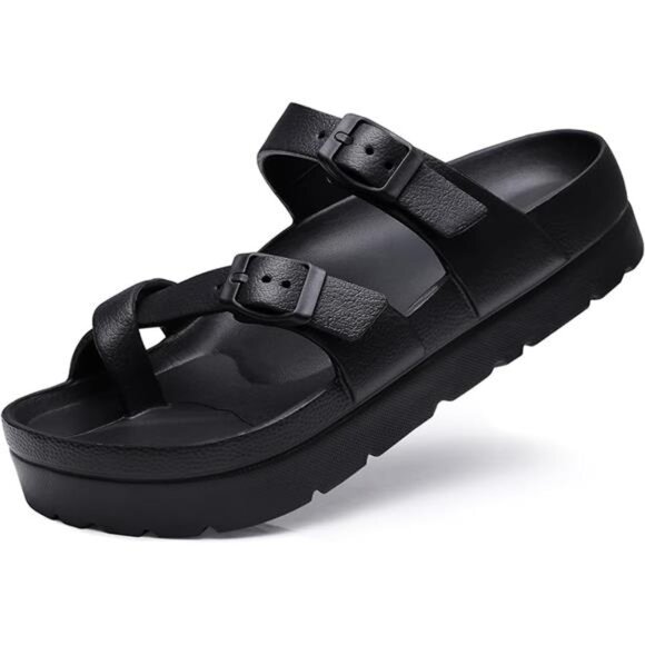 Women's Platform Sandals with Arch Support Comfortable Foam Slides Lightweight - Picture 7 of 7